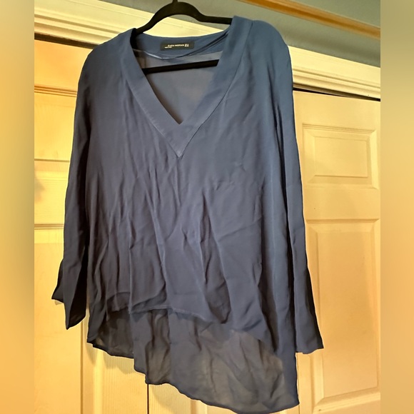 Zara Deep Blue V-Neck Blouse - Picture 1 of 2